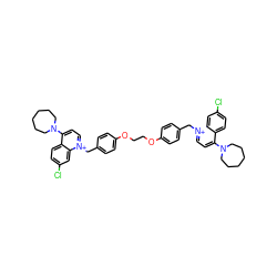 Clc1ccc2c(N3CCCCCC3)cc[n+](Cc3ccc(OCCOc4ccc(C[n+]5ccc(N6CCCCCC6)c6ccc(Cl)cc65)cc4)cc3)c2c1 ZINC000223215778