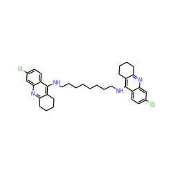 Clc1ccc2c(NCCCCCCCCNc3c4c(nc5cc(Cl)ccc35)CCCC4)c3c(nc2c1)CCCC3 ZINC000014946311