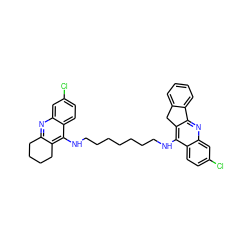 Clc1ccc2c(NCCCCCCCNc3c4c(nc5cc(Cl)ccc35)-c3ccccc3C4)c3c(nc2c1)CCCC3 ZINC000072142812