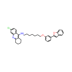 Clc1ccc2c(NCCCCCCCOc3cccc(-c4cc5ccccc5o4)c3)c3c(nc2c1)CCCC3 ZINC000072113621