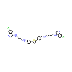 Clc1ccc2c(NCCCCCNCc3ccc(-c4ccc(-c5ccc(CNCCCCCNc6ccnc7cc(Cl)ccc67)cc5)s4)cc3)ccnc2c1 ZINC000095551673