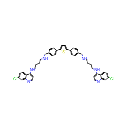 Clc1ccc2c(NCCCCNCc3ccc(-c4ccc(-c5ccc(CNCCCCNc6ccnc7cc(Cl)ccc67)cc5)s4)cc3)ccnc2c1 ZINC000095551702