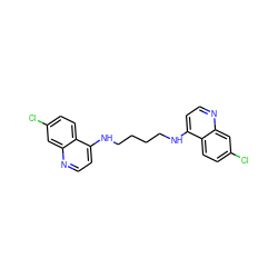 Clc1ccc2c(NCCCCNc3ccnc4cc(Cl)ccc34)ccnc2c1 ZINC000026257370