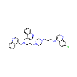 Clc1ccc2c(NCCCN3CCN(CCCN(Cc4ccnc5ccccc45)Cc4ccnc5ccccc45)CC3)ccnc2c1 ZINC000027643980