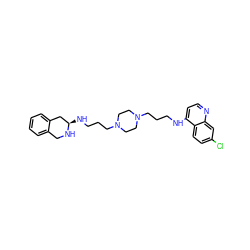 Clc1ccc2c(NCCCN3CCN(CCCN[C@@H]4Cc5ccccc5CN4)CC3)ccnc2c1 ZINC000027645522