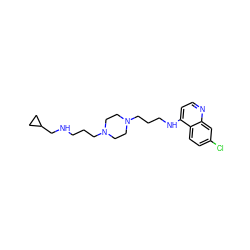 Clc1ccc2c(NCCCN3CCN(CCCNCC4CC4)CC3)ccnc2c1 ZINC000027641842