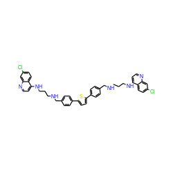 Clc1ccc2c(NCCCNCc3ccc(-c4ccc(-c5ccc(CNCCCNc6ccnc7cc(Cl)ccc67)cc5)s4)cc3)ccnc2c1 ZINC000084710369