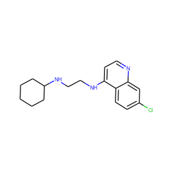 Clc1ccc2c(NCCNC3CCCCC3)ccnc2c1 ZINC000001683221