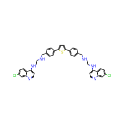 Clc1ccc2c(NCCNCc3ccc(-c4ccc(-c5ccc(CNCCNc6ccnc7cc(Cl)ccc67)cc5)s4)cc3)ccnc2c1 ZINC000084670781