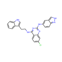 Clc1ccc2c(NCCc3c[nH]c4ccccc34)nc(Nc3ccc4n[nH]cc4c3)nc2c1 ZINC001772583977