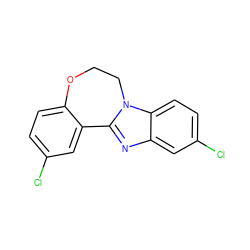 Clc1ccc2c(c1)-c1nc3cc(Cl)ccc3n1CCO2 ZINC000299868590