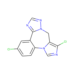 Clc1ccc2c(c1)-c1ncnn1Cc1c(Cl)ncn1-2 ZINC000038219533