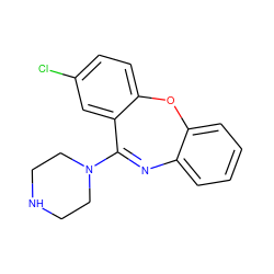 Clc1ccc2c(c1)C(N1CCNCC1)=Nc1ccccc1O2 ZINC000000000931