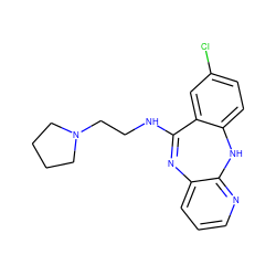 Clc1ccc2c(c1)C(NCCN1CCCC1)=Nc1cccnc1N2 ZINC000013492093