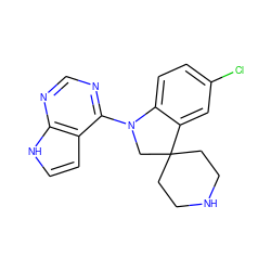 Clc1ccc2c(c1)C1(CCNCC1)CN2c1ncnc2[nH]ccc12 ZINC000029047616