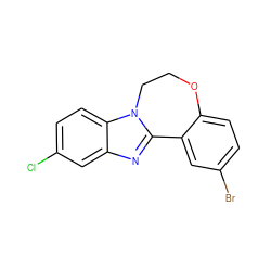 Clc1ccc2c(c1)nc1n2CCOc2ccc(Br)cc2-1 ZINC000299860041