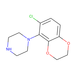 Clc1ccc2c(c1N1CCNCC1)OCCO2 ZINC000013741481