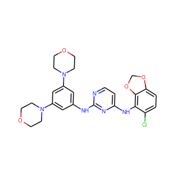 Clc1ccc2c(c1Nc1ccnc(Nc3cc(N4CCOCC4)cc(N4CCOCC4)c3)n1)OCO2 ZINC000040395425