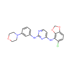 Clc1ccc2c(c1Nc1ccnc(Nc3cccc(N4CCOCC4)c3)n1)OCO2 ZINC000029042996