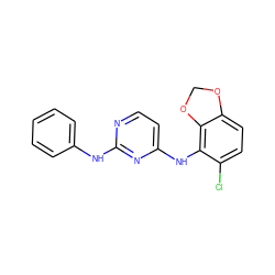 Clc1ccc2c(c1Nc1ccnc(Nc3ccccc3)n1)OCO2 ZINC000029042530