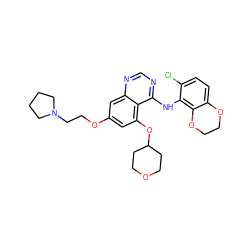 Clc1ccc2c(c1Nc1ncnc3cc(OCCN4CCCC4)cc(OC4CCOCC4)c13)OCCO2 ZINC000014949484