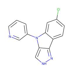 Clc1ccc2c3n[nH]cc3n(-c3cccnc3)c2c1 ZINC000653856235