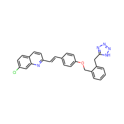 Clc1ccc2ccc(/C=C/c3ccc(OCc4ccccc4Cc4nnn[nH]4)cc3)nc2c1 ZINC000028221845