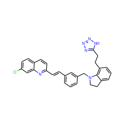 Clc1ccc2ccc(/C=C/c3cccc(CN4CCc5cccc(CCc6nnn[nH]6)c54)c3)nc2c1 ZINC000003812009