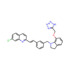 Clc1ccc2ccc(/C=C/c3cccc(CN4CCc5cccc(OCc6nnn[nH]6)c54)c3)nc2c1 ZINC000003812014