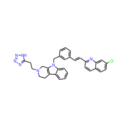 Clc1ccc2ccc(/C=C/c3cccc(Cn4c5c(c6ccccc64)CCN(CCc4nnn[nH]4)C5)c3)nc2c1 ZINC000043078853