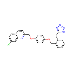 Clc1ccc2ccc(COc3ccc(OCc4ccccc4Cc4nnn[nH]4)cc3)nc2c1 ZINC000028221957