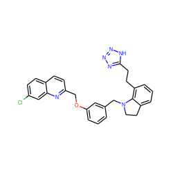 Clc1ccc2ccc(COc3cccc(CN4CCc5cccc(CCc6nnn[nH]6)c54)c3)nc2c1 ZINC000003812008
