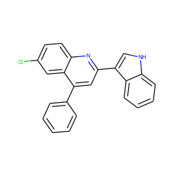 Clc1ccc2nc(-c3c[nH]c4ccccc34)cc(-c3ccccc3)c2c1 ZINC000103240798