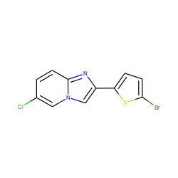 Clc1ccc2nc(-c3ccc(Br)s3)cn2c1 ZINC000004003185