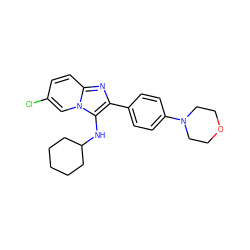 Clc1ccc2nc(-c3ccc(N4CCOCC4)cc3)c(NC3CCCCC3)n2c1 ZINC000073297174