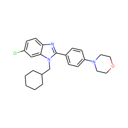 Clc1ccc2nc(-c3ccc(N4CCOCC4)cc3)n(CC3CCCCC3)c2c1 ZINC000073295875