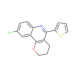 Clc1ccc2nc(-c3cccs3)c3c(c2c1)OCCC3 ZINC000653798445