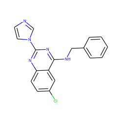 Clc1ccc2nc(-n3ccnc3)nc(NCc3ccccc3)c2c1 ZINC000000017818