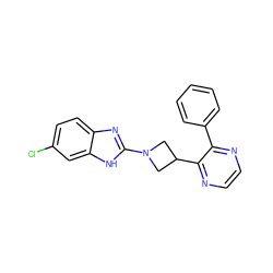 Clc1ccc2nc(N3CC(c4nccnc4-c4ccccc4)C3)[nH]c2c1 ZINC000140197997