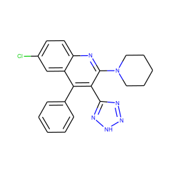 Clc1ccc2nc(N3CCCCC3)c(-c3nn[nH]n3)c(-c3ccccc3)c2c1 ZINC000205465613