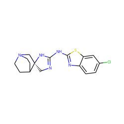 Clc1ccc2nc(NC3=NC[C@]4(CN5CCC4CC5)N3)sc2c1 ZINC000210852051