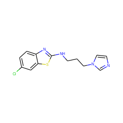 Clc1ccc2nc(NCCCn3ccnc3)sc2c1 ZINC000013679631