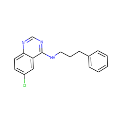 Clc1ccc2ncnc(NCCCc3ccccc3)c2c1 ZINC000167366856