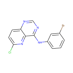 Clc1ccc2ncnc(Nc3cccc(Br)c3)c2n1 ZINC000003815203