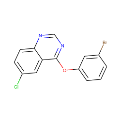 Clc1ccc2ncnc(Oc3cccc(Br)c3)c2c1 ZINC000049036657