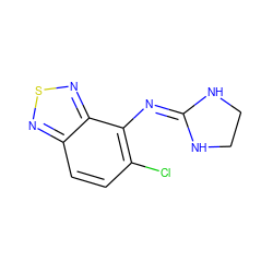 Clc1ccc2nsnc2c1N=C1NCCN1 ZINC000019702309