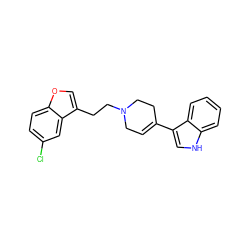 Clc1ccc2occ(CCN3CC=C(c4c[nH]c5ccccc45)CC3)c2c1 ZINC000034506682