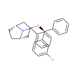 Clc1cccc([C@@H](OC2C[C@@H]3CC[C@H](C2)N3Cc2ccccc2)c2ccccc2)c1 ZINC000013861966