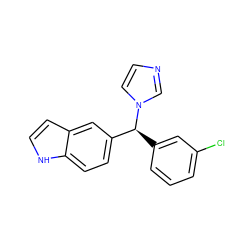 Clc1cccc([C@@H](c2ccc3[nH]ccc3c2)n2ccnc2)c1 ZINC000028570058