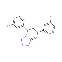 Clc1cccc([C@@H]2C[C@H](c3cccc(Br)c3)N=C3N=NNN32)c1 ZINC000213614092